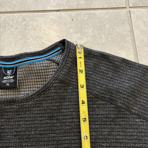 Kuhl Sweater Men’s Sz XL Gray Grid Engineered Long Sleeve Crew Neck Poly - Picture 7 of 10